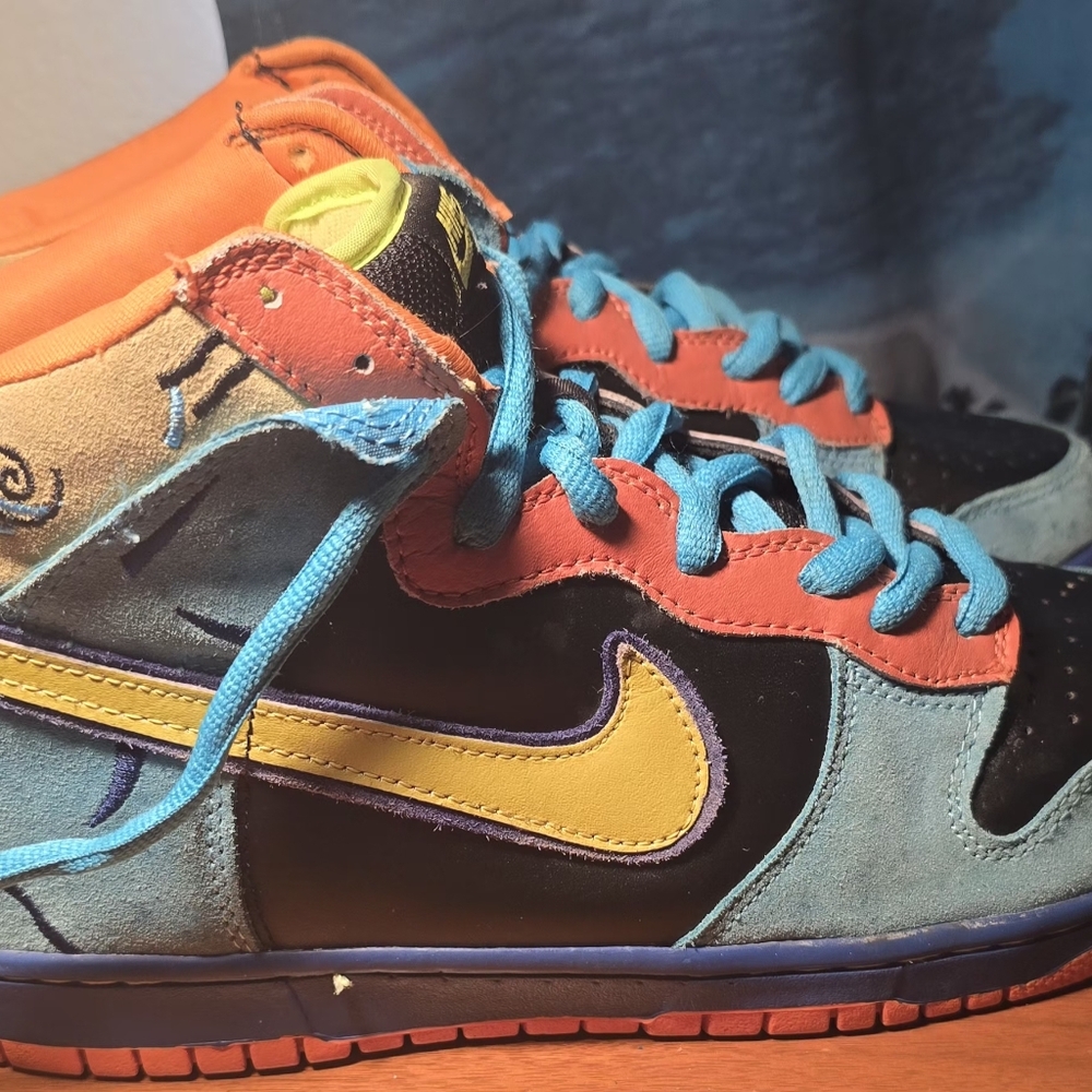 SB Dunk High “Skate or Die” Size  (10) Multicolor Teal Orange Yellow - Picture 3 of 9